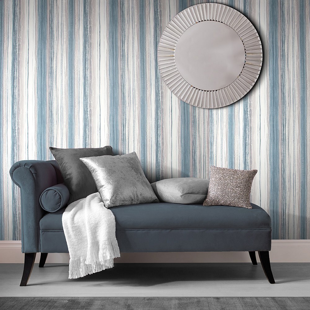 Chelsea Stripe Wallpaper 103814 by Graham & Brown in Night Sky Blue